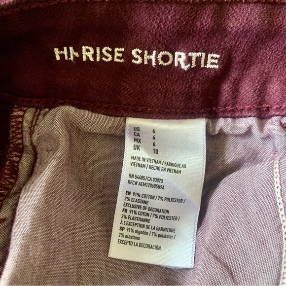 American Eagle Outfitters AE Burgundy High Rise Shortie Women's Shorts Size 6 - Picture 8 of 8